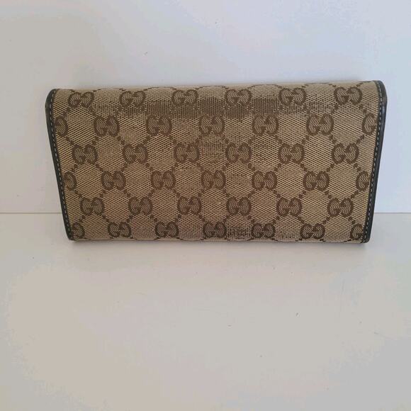 GUCCI Signature Envelope Wallet GG Canvas Lovely Heart Brown Tan Clutch Large - Picture 2 of 8